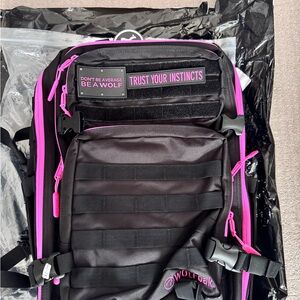 Black and Pink Backpack with Inspirational Patches